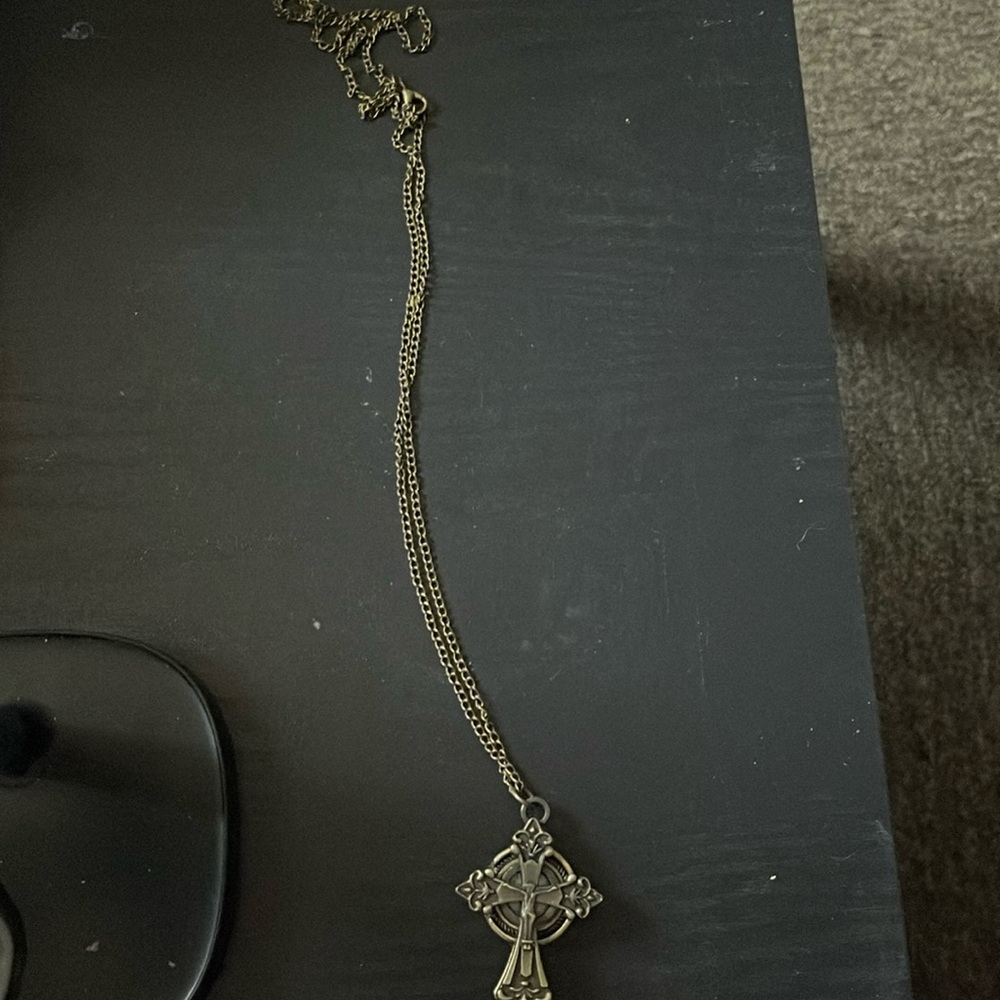 Cross watch necklace